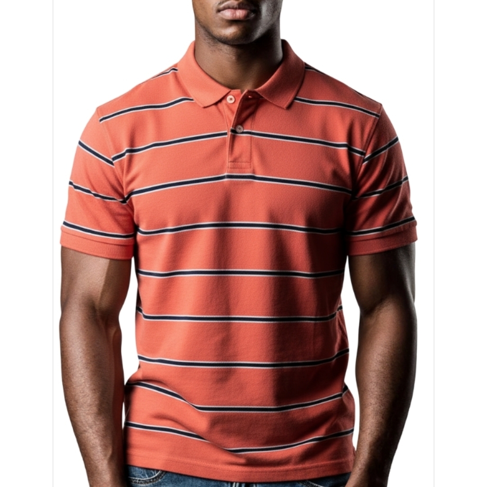 Men's Striped Polo Shirt - Orange Old Navy XL